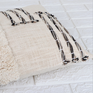 Hand Tufted Texture Boho Ivory and Black Stripe <b>Cushion</b> Cover Handmade Decorative Pillow Case for Sofa Bedroom Living Room Home - Product Image 4