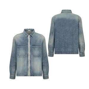 Chaqueta Vaquera de Moda para Hombre, Tela Vaquera Lavada de Alta Calidad, Corte Holgado Moderno, Ropa Urbana con Detalles Metálicos Premium - Product Image 1