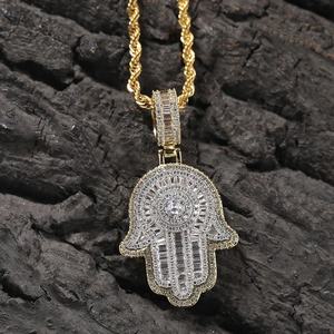 จี้รูปมือฮัมซา Luxira Jewels ประดับโมอิสซาไนต์ ชุบโรเดียม เงินแท้ 925 สไตล์ฮิปฮอป สำหรับงานปาร์ตี้ ได้รับการรับรอง เหมาะสำหรับทั้งชายและหญิง - Product Image 1