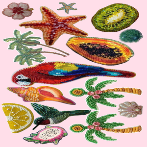 Patchs décoratifs faits main en perles de rocaille, design artisanal personnalisé, patchs colorés faits main en perles, broderie artisanale en perles de rocaille - Product Image 1