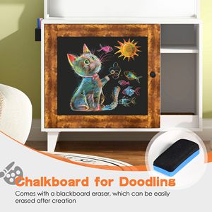 Mueble para mascotas: Caja de arena oculta para gatos con puertas de pizarra para grafitis y 2 estantes de almacenamiento - Product Image 2