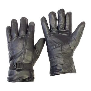 Leather Racing Gloves Full Finger Adjustable Wrist <b>Strap</b> <b>Buckle</b> Closure Windproof Unisex Outdoor Use - Product Image 2