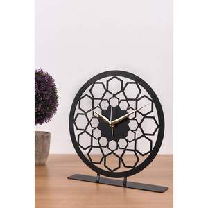 Modern Geometric Laser Cut Metal <b>Desk</b> <b>Clock</b> Arabic Pattern Decorative for Home & Office Table <b>Clock</b> - Product Image 1