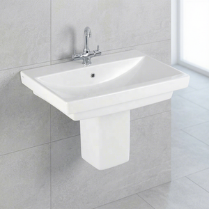 Lavabo de Cerámica Blanco Vistaar con Pedestal, Diseño Cuadrado para Exportación a Centros Comerciales y Villas - Product Image 6