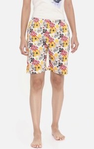 Shorts en coton tricoté à imprimé floral pour femmes, taille basse élastique avec cordon de serrage, coupe décontractée, respirant et à séchage rapide - Product Image 2