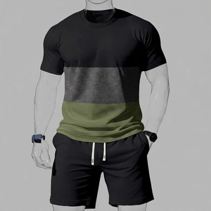 2026 Wholesale Summer Men's Casual Shorts <b>Set</b> Plain Color Solid 100% Cotton Jersey Quick Dry Knitted Customized Logo <b>Twin</b> <b>Set</b> - Product Image 3