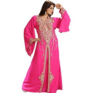 Wholesale AWAIS HOUSE Luxury 2-Piece <b>Set</b> Muslim Women <b>Modest</b> Solid Chiffon Nonwoven Beaded Washable Robe Floor-Length A-Line - Product Image 1