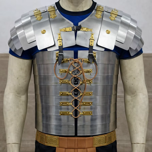 Auténtica Lorica Segmentata Medieval con Casco Romano, Acero Antiguo con Detalles en Latón, Armadura de Caballero para Halloween y Navidad - Product Image 1