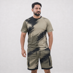 Conjunto Deportivo para Hombre, Camiseta y Pantalones Cortos con Estampado por Sublimación, Secado Rápido, Patrón Geométrico, Tejido de Poliéster, Atuendo de Verano - Product Image 5