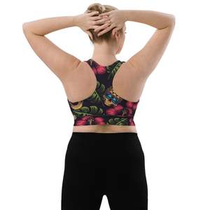 Soutien-gorge de sport dos nageur pour femme avec imprimé tête de mort et floral, maintien moyen, respirant, idéal pour le fitness et l'entraînement - Product Image 1