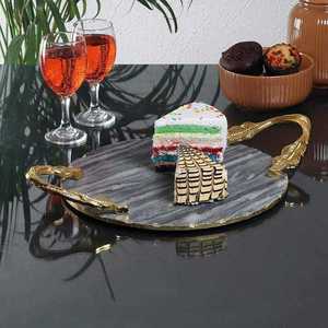 Plateau de service en marbre de luxe de haute qualité, style Art Déco, pour cuisine et décoration de Noël, commande en gros pour la décoration intérieure à bas prix - Product Image 1
