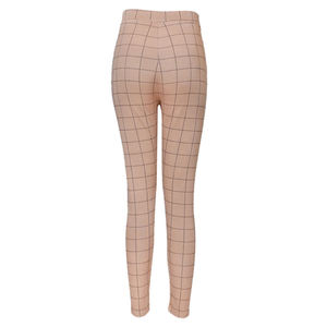 Women's High Waist <b>Plaid</b> Pencil Pants Skinny Fit Full Length Elastic Waist Casual Knitted With Pockets - Product Image 2