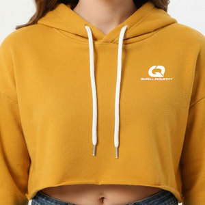 Haut court à capuche pour femme, idéal pour l'hiver, avec logo frontal, en coton 100 % respirant et à séchage rapide, pour activités de plein air, faible MOQ - Product Image 6