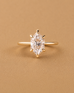 Anillo de Compromiso con Diamante Cultivado en Laboratorio de Corte Marquesa de 2.8 Quilates, Halo Oculto y Corte Catedral en Oro de 14K - Product Image 3
