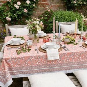 Nappe 10 places en coton 100% imprimée à la main, motif Harmony Peach, faite à la main en Inde, collection Roopantaran, vente chaude - Product Image 6