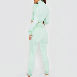 Ensemble de yoga personnalisé en gros, Spandex/Nylon, respirant, léger, de haute qualité, ensemble de vêtements de sport 2 pièces pour femmes, gym, yoga - Product Image 4