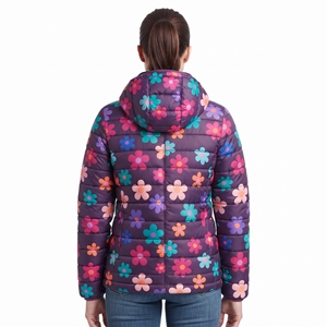 <b>Women's</b> Colorful Flower Puffer Jacket Waist Belt Hooded Quilted <b>Winter</b> <b>Coat</b> Sublimation Warm <b>Padded</b> Outdoor Fashion Casual Daily - Product Image 6