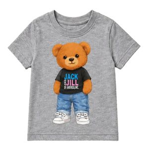 Camiseta Gris de Manga Corta con Cuello Redondo para Niños Pequeños, Informal, para el Día a Día, para la Escuela, Ropa Cómoda para el Uso Diario - Product Image 1