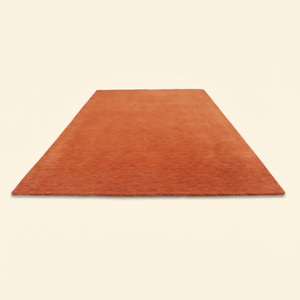 Tapis DECORDEC en laine terracotta orange, texture unie mélangée, écologique, antidérapant, tufté à la main, pour salon - Product Image 2