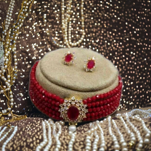 Fabricant de mariée indien plaqué or de haute qualité perle AD CZ collier ras du cou ensemble pour filles femmes mariage - Product Image 1