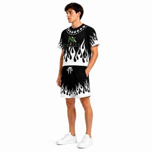 ชุดเสื้อยืดและกางเกงขาสั้นลายเสือดาวสำหรับผู้ชาย แบบไร้ตะเข็บ แห้งเร็ว 2 ชิ้น ชุดลำลองฤดูร้อน ระบายอากาศได้ดี ผลิตจากโพลีเอสเตอร์ พิมพ์ลายแบบซับลิเมชั่น - Product Image 3