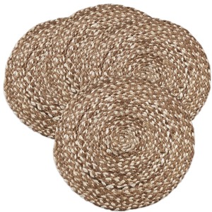 Round Braided Jute <b>Placemats</b> Set of 4 Reversible Country Style Non Slip <b>Table</b> Mats for Indoor Outdoor <b>Dining</b> - Product Image 3