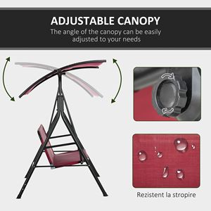 "3-Person Porch Swing with Stand Patio Swing for Comfortable Outdoor Seating Adjustable Tilt Canopy Bench Style" - Product Image 4