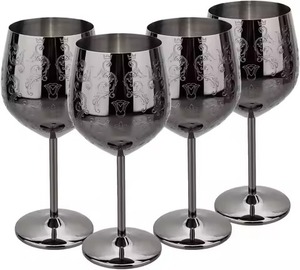 Contemporary Metal Wine Goblet Modern <b>Drinkware</b> for Wine Serving Home Bar - Product Image 2