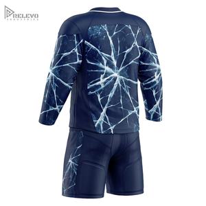 Conjunto de Jersey de Hockey sobre Hielo Sublimado Personalizado, Manga Larga, Uniforme de Hockey para Hombre, Pantalones Cortos, Kit Cracked Ice, Absorbente de Humedad - Product Image 2
