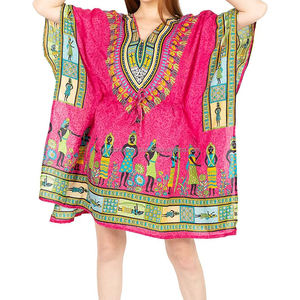 Ropa lavable de mujer Dashiki Kaftan vestido estampado a mano vestidos de playa indio venta al por mayor verano Vestido corto estampado - Product Image 1