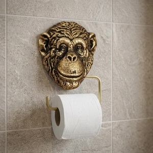 Beads <b>Art</b> Chimpanzee <b>Face</b> Wall-Mounted Toilet Paper Holder Brass Antique Handmade Novelty Bathroom Accessory - Product Image 3