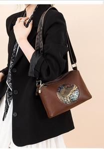 Brown PU Leather Vintage Zipper Single <b>Strap</b> Shoulder Bag Crossbody Handbag Portable Multi Pocket Purse for Daily Travel - Product Image 2