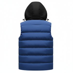 Gilet matelassé sans manches pour homme, style utilitaire, avec capuche, en tissu tissé décontracté de haute qualité, fermeture éclair, vente en gros OEM - Product Image 2