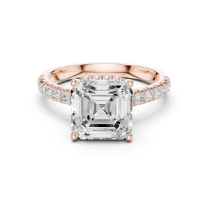 แหวนทองคำโรสโกลด์ 14K ชุบออกซิไดซ์ ประดับเพชรทรง Asscher Cut เพาะเลี้ยงในห้องปฏิบัติการ สวยงาม เหมาะสำหรับแหวนหมั้นหรือแหวนแทนคำมั่นสัญญา พร้อมใบรับรอง GRA - Product Image 1