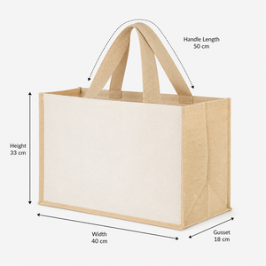 Custom Logo Jute Cotton Canvas Shopping Tote Bag with Inside Pocket 40x33x18 cm Reusable Promotional Wholesale Manufacturer - Product Image 4