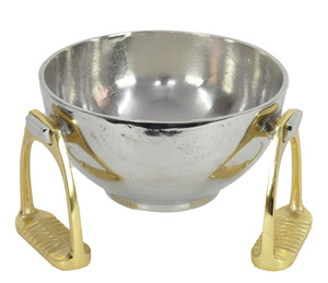 Enfriador de Vino de Lujo para Mesa de Salón, Cuenco Decorativo Grande y Curvo de Plata para Champán con Soporte de Estribo de Caballo Dorado - Product Image 3
