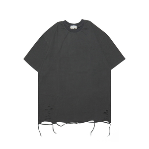 T-shirts en coton 100 % pour hommes, décontractés, amples, respirants, tricotés, teints, effet vieilli, lavés, style vintage, pour l'été, vente en gros - Product Image 1