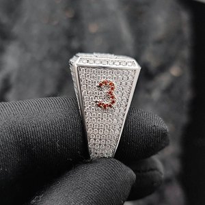 Luxury Moissanite <b>Mens</b> Statement <b>Ring</b> Square 925 <b>Silver</b> Iced Out Pave Setting <b>Silver</b> Finish Custom Initial Fashion Jewelry Gift - Product Image 5