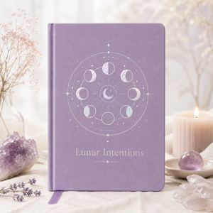Diario de Intenciones Lunares LABON con Tapa Dura de Lavanda y Detalles en Plata, Regalo Personalizado, Cuaderno de Bienestar - Product Image 1