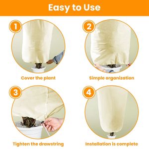 Set di 3 Coperture Protettive Invernali per Piante, 83x110cm, in Tessuto Non Tessuto con Cordoncino, Riutilizzabili, Protezione dal Gelo per Giardino - Product Image 5
