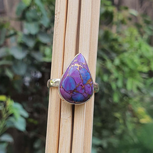 925 Silver Gold Women's <b>Ring</b> Purple Mojave Copper Turquoise Bezel Setting Classic Engagement Party Wedding Jewelry Wholesale - Product Image 5