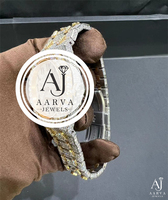 Montre-bracelet mécanique analogique en acier inoxydable avec cadran saphir et incrustations de pierres précieuses bicolores, édition limitée de luxe pour femme, cadeau