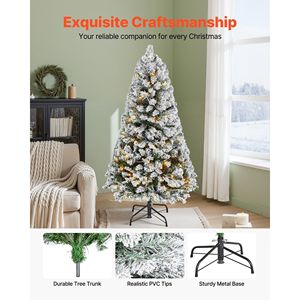 Albero di Natale innevato preilluminato da 120 cm con 120 luci LED bianco caldo, decorazioni natalizie complete, forniture promozionali per feste - Product Image 5