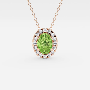Pendentif ovale en émeraude verte synthétique de 7,9 x 5,53 mm avec accent en diamant cultivé en laboratoire, chaîne réglable, bijou élégant, cadeau pour femme - Product Image 2