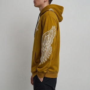 Sweat à capuche unisexe jaune moutarde avec poche kangourou, 100% coton molletonné, imperméable et écologique, vêtement d'hiver - Product Image 5