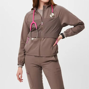OEM Stretch Healthcare Nursing Jackets Scrubs Tops Zipper Closure Fashion Design Women's Medical Nursing Jackets - Product Image 5