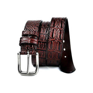 Ceinture Classique Vintage Haut de Gamme pour Homme en Cuir de Vachette Véritable avec Boucle Carrée en Alliage, Respirante, Motif Uni, Ajustement Personnalisé 2026 - Product Image 6