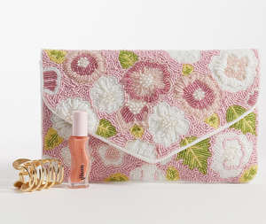 Bolso de Mano Tipo Clutch Rectangular de Tela de Poliéster Ligero, Bordado con Flores y Cuentas Hechas a Mano, Personalizable y Desmontable - Product Image 6