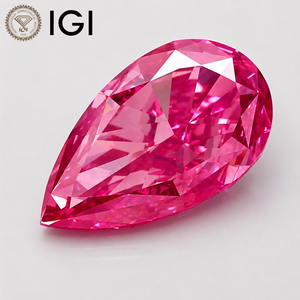 เพชรรูปทรงลูกแพร์สังเคราะห์ที่ได้รับการรับรองจาก IGI สีชมพูสดใส VVS2 สำหรับทำเครื่องประดับ - Product Image 1