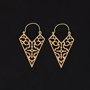 SHIPOBO Boucles d'oreilles créoles dorées tendance en laiton plaqué or, taille 55x31MM pour femme - Product Image 2